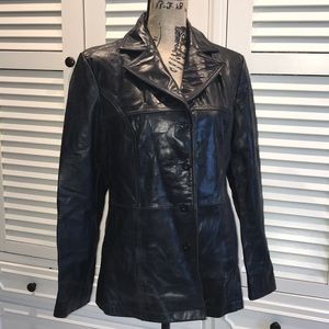 Ladies black leather jacket